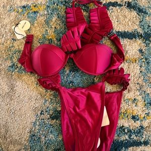 Brand new Andrea Iyamah Mulan bathing suit in burgundy